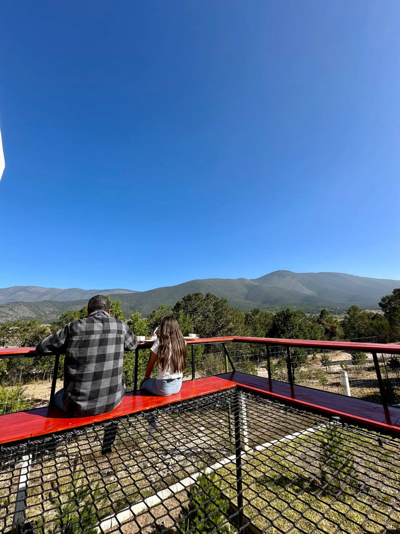 La red suspendida sobre la ladera